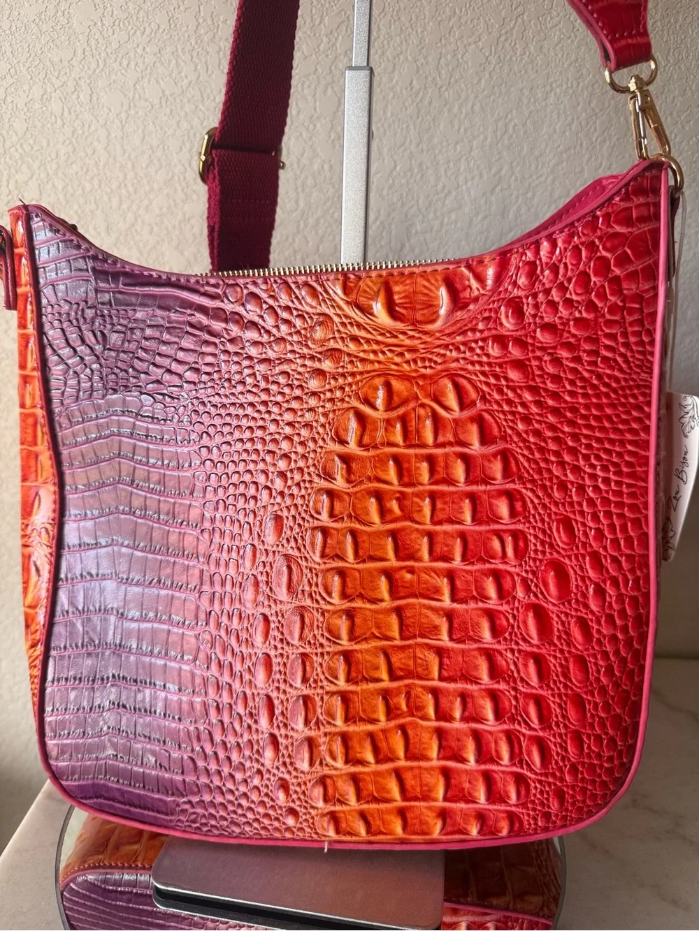 Zou Bisou Faux Croc Embossed Crossbody Bag w/Matching Pouch-NWT!! - Picture 5 of 11